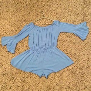 Sky Blue Shorts Romper From Forever21
